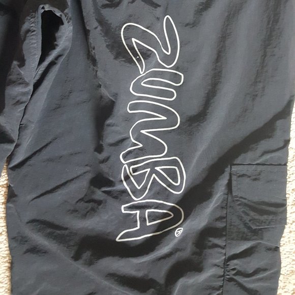 ZUMBA black drawstring pants nylon side back pockets X Large XL cargo athletic - Picture 6 of 12